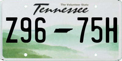 TN license plate Z9675H