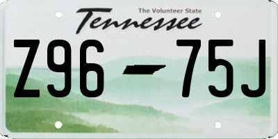 TN license plate Z9675J