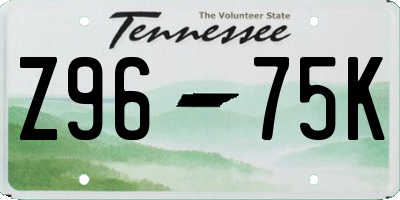 TN license plate Z9675K