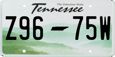 TN license plate Z9675W