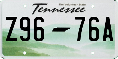 TN license plate Z9676A