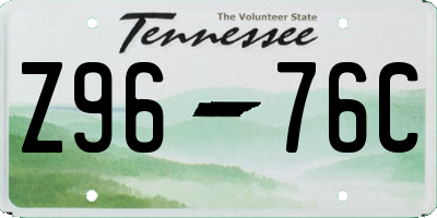 TN license plate Z9676C