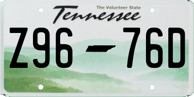 TN license plate Z9676D