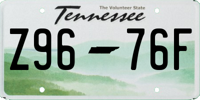 TN license plate Z9676F