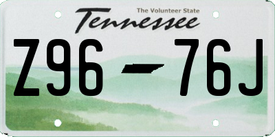 TN license plate Z9676J