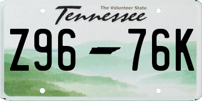 TN license plate Z9676K