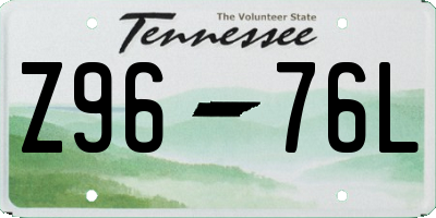 TN license plate Z9676L