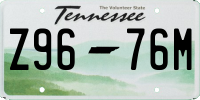 TN license plate Z9676M
