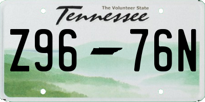 TN license plate Z9676N
