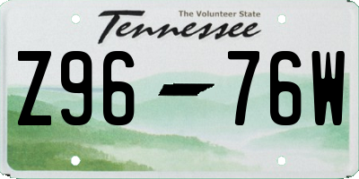TN license plate Z9676W