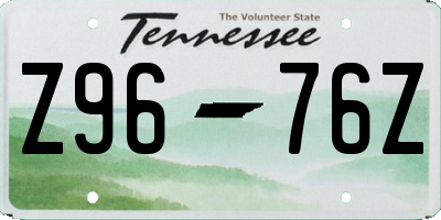 TN license plate Z9676Z