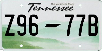 TN license plate Z9677B