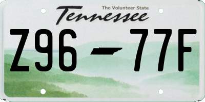 TN license plate Z9677F