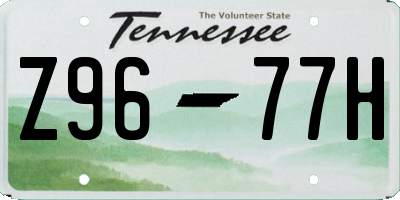 TN license plate Z9677H