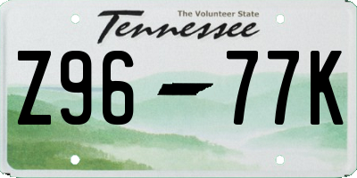 TN license plate Z9677K