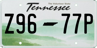 TN license plate Z9677P