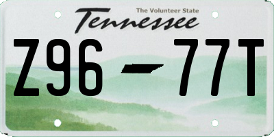 TN license plate Z9677T