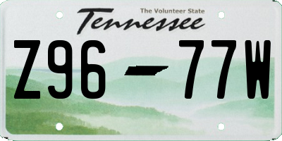 TN license plate Z9677W
