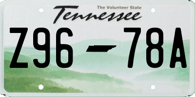 TN license plate Z9678A