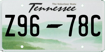 TN license plate Z9678C