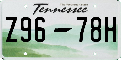 TN license plate Z9678H