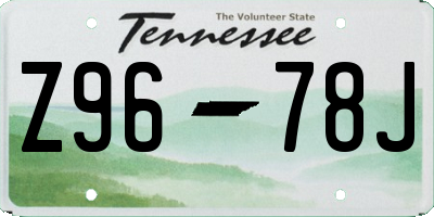 TN license plate Z9678J