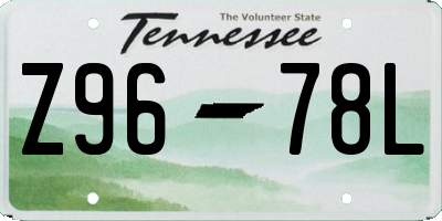 TN license plate Z9678L