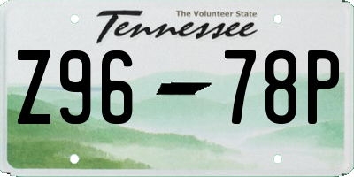 TN license plate Z9678P