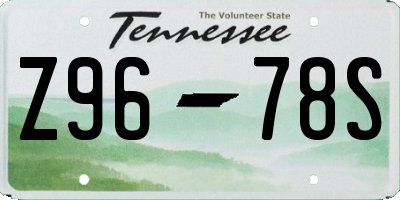 TN license plate Z9678S