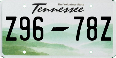 TN license plate Z9678Z