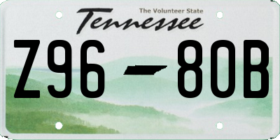 TN license plate Z9680B