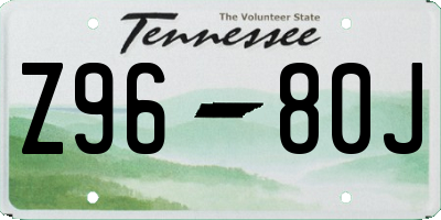 TN license plate Z9680J