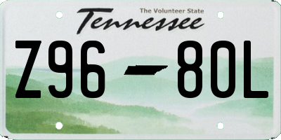 TN license plate Z9680L