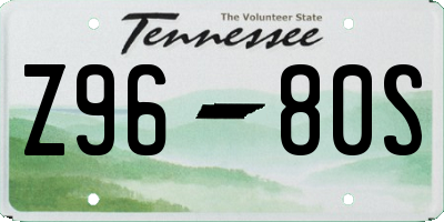 TN license plate Z9680S