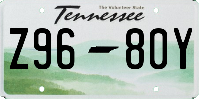 TN license plate Z9680Y