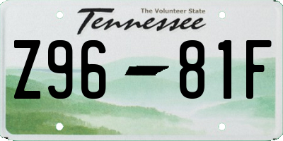 TN license plate Z9681F