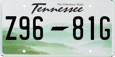 TN license plate Z9681G