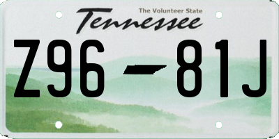 TN license plate Z9681J