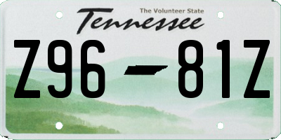 TN license plate Z9681Z