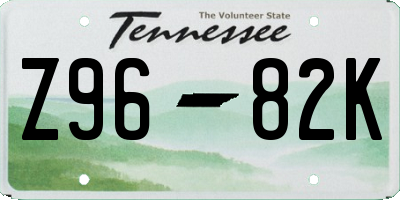 TN license plate Z9682K