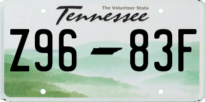 TN license plate Z9683F