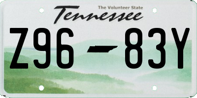 TN license plate Z9683Y