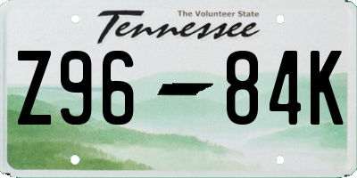 TN license plate Z9684K