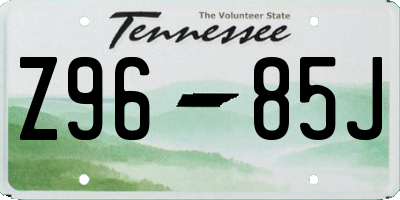 TN license plate Z9685J