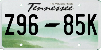 TN license plate Z9685K