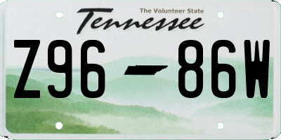 TN license plate Z9686W