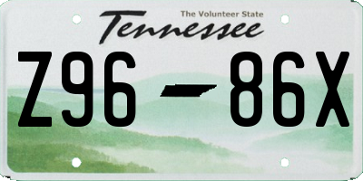 TN license plate Z9686X