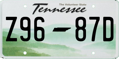 TN license plate Z9687D