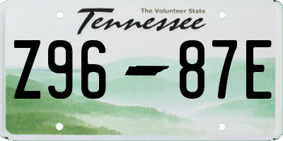 TN license plate Z9687E