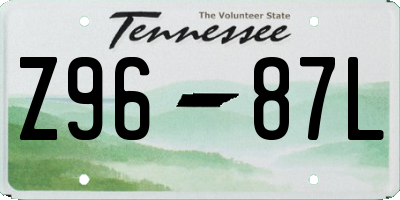 TN license plate Z9687L